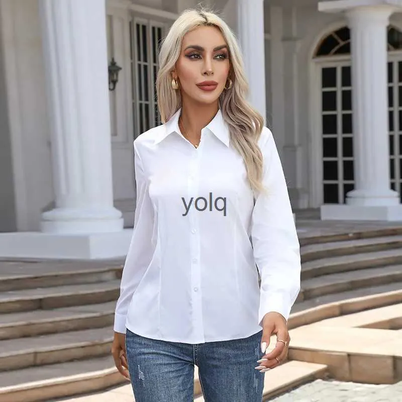 Blusas Para Mujer Camisas Camisa Blanca Mujer Moda Boton Arriba Blusa De Manga Larga Senora Tops De Gran Tamano Negocio S 6XL Solido Womensyolq De 2 43 DHgate