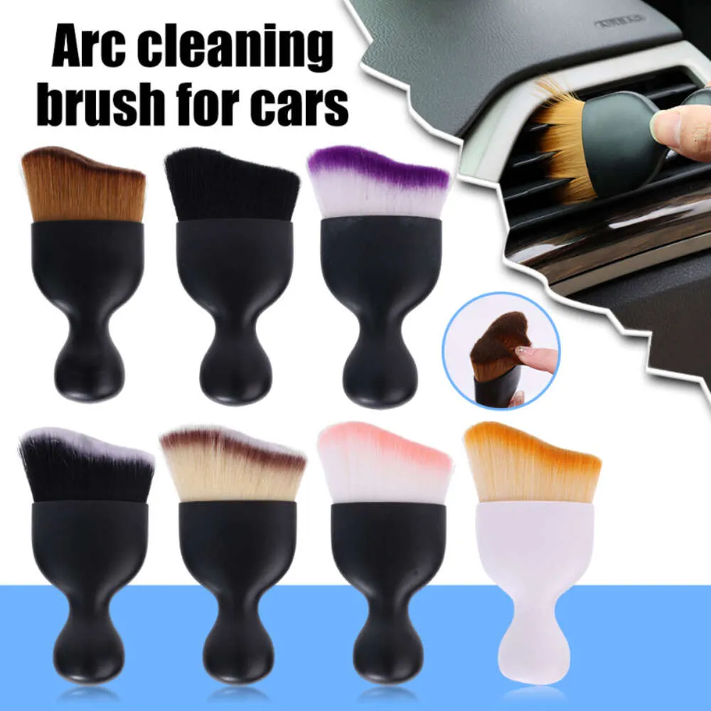 Atualizar escova de limpeza interior do carro console central saída ar lavagem escova macia com capa escudo ferramenta escova remoção poeira fenda automática