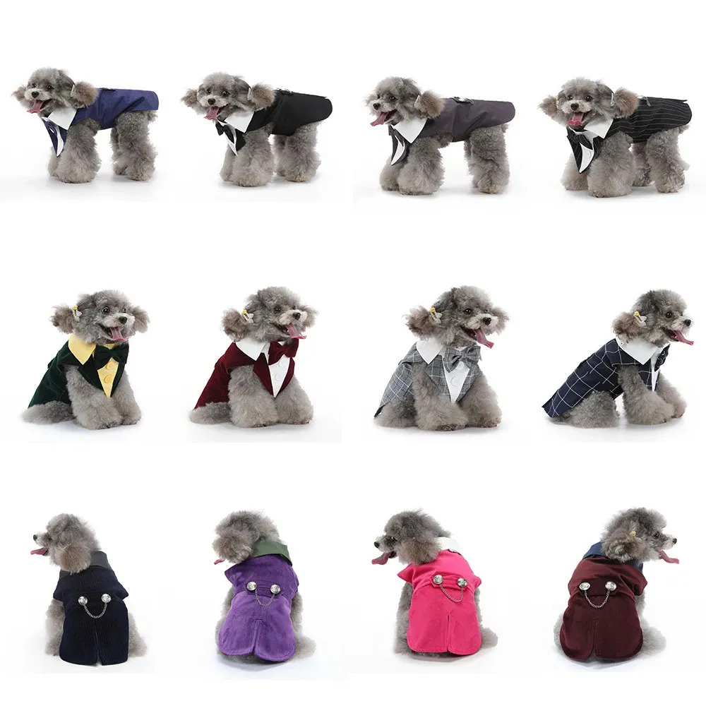 Dog Apparel Christmas Dog Tuxedo Costume Dog Wedding Jacket Suit Formal Shirt Pet Puppy Prince Ceremony Bow Tie Suit Small Dogs Cats Clothes 231124