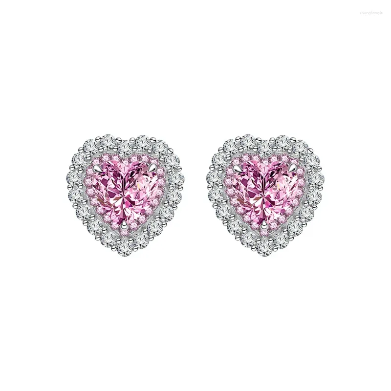 Stud Earrings Fashionable And Versatile Flower Cut Heart-shaped For Women 925 Silver Inlaid High Carbon Diamond 8 8mm