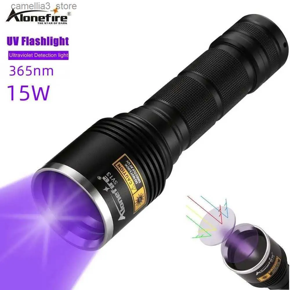 Torches Alonefire SV13 15W lampe de poche UV LED 365nm Ultra Violet Ultraviolet Invisible torche UV lumière noire détecteur de taches d'urine pour animaux de compagnie Q231130