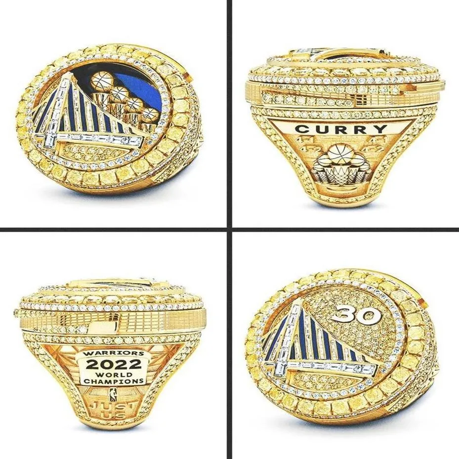 2022 Golden State Warrioirs Basketball Champions Ring With Wooden Display Box Case Fan Gift for men whole189Q
