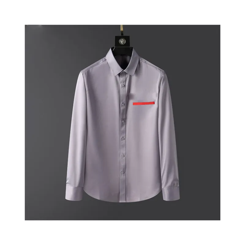 Camisas casuales para hombre de lujo Diseñador de calidad Camisetas de negocios Camisa de manga larga clásica Carta de color sólido Blusa de primavera y otoño talla grande S / M / L / XL / 2XL / 3XL / 4XL