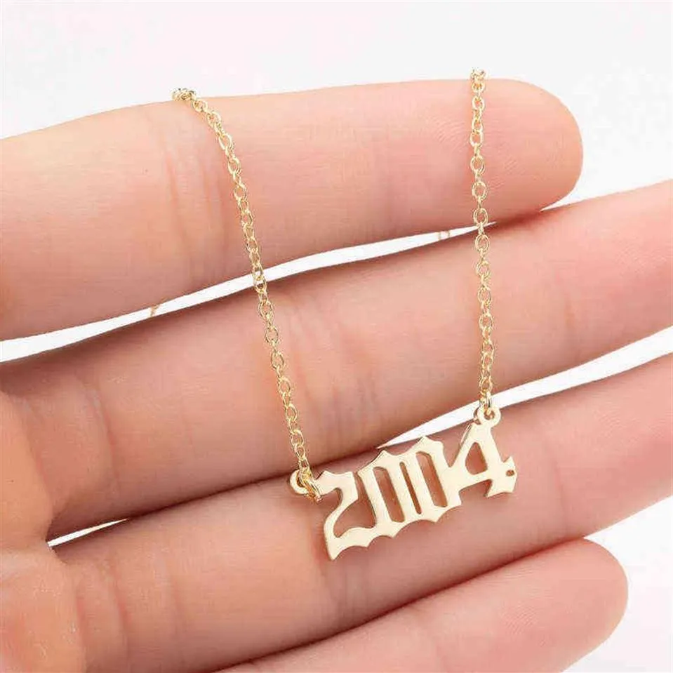 Stainless Steel 2002 2003 2004 2005 2006 Number Pendant Necklaces Women Femme Statement Necklace Year Number Jewlery Collier G12133274