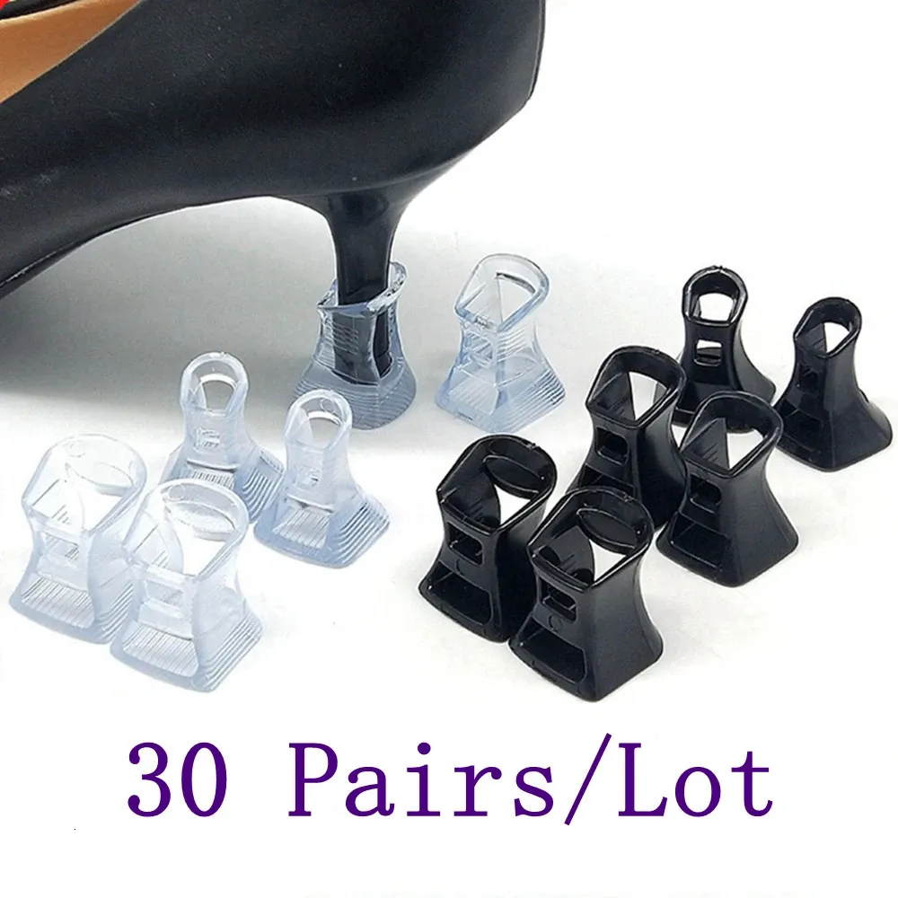 Accessoires de pièces de chaussures 30 paires de protecteurs de talon en fer à cheval bouchons classiques antidérapants couvertures de stylet en silicone pour la faveur de la fête de mariage nuptiale 231129