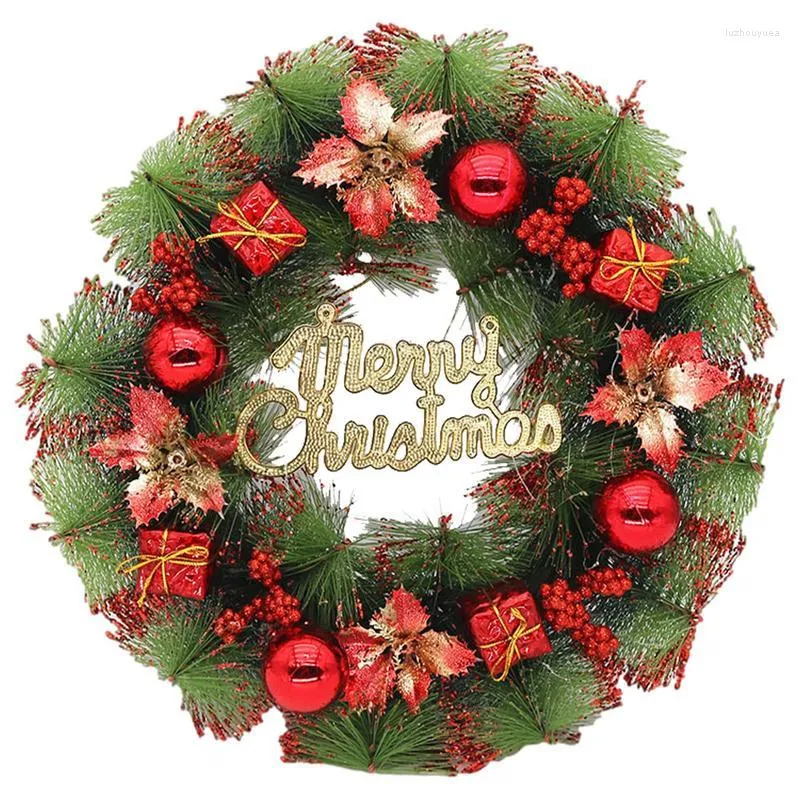 Decorative Flowers Christmas Wreaths For Front Door Artificial Pine Wreath Hanging Wall Decoration Indoor Outdoor Home Fireplaces