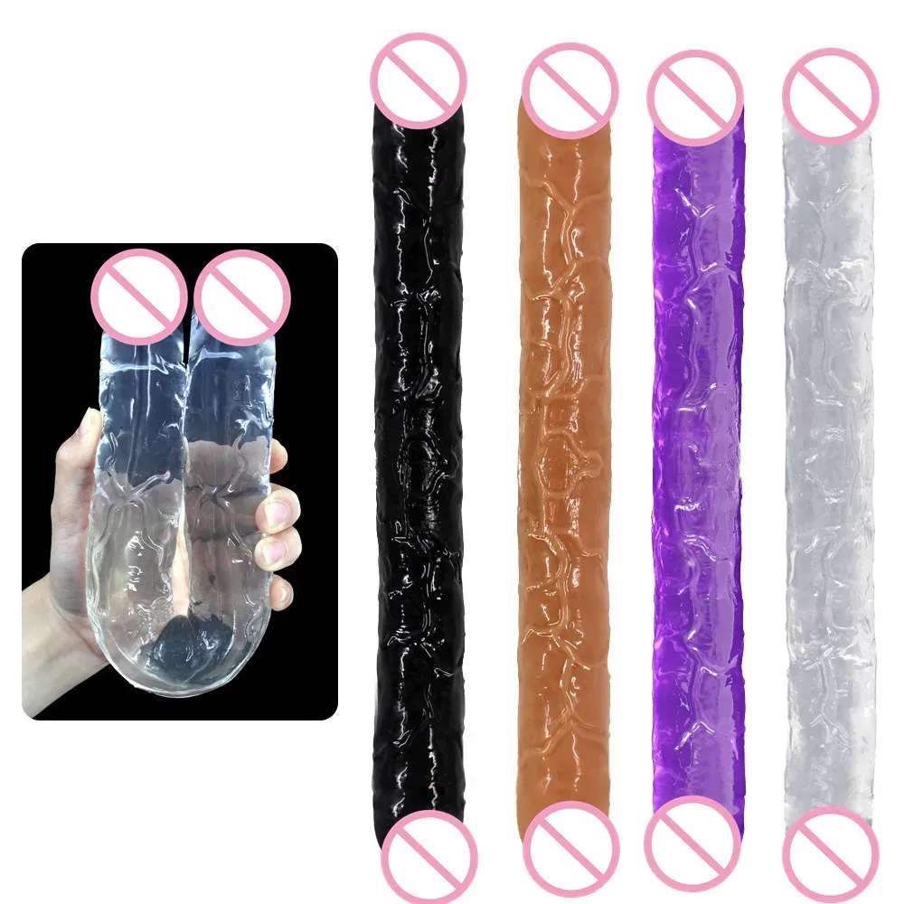 Dildos/Dongs Flexible Soft Jelly Dildo Double Dildo for Women Vagina Anal Double Ended Dong Artificial Penis Gay Lesbian Sex Toys 231130