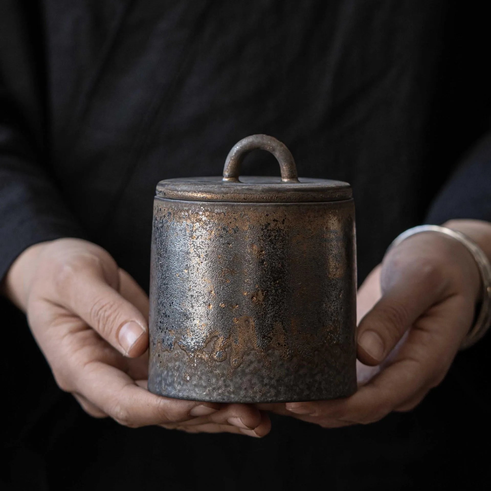 Organizzazione Barattolo di ceramica vintage imitazione metallo Barattolo di tè sigillato Caramelle Noci Serbatoio per alimenti Cucina Scatola di condimento per alimenti Contenitore di stoccaggio Decorazioni per la casa