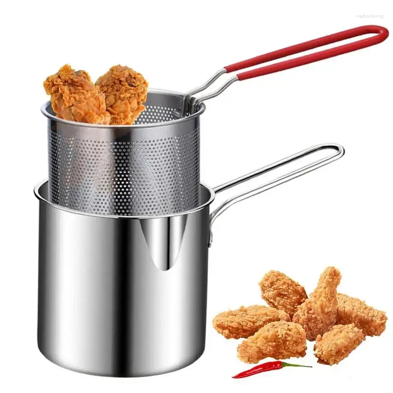 Fritadeira profunda pote de aço inoxidável pequeno cozinhar portátil frango frito ferramentas para batatas fritas