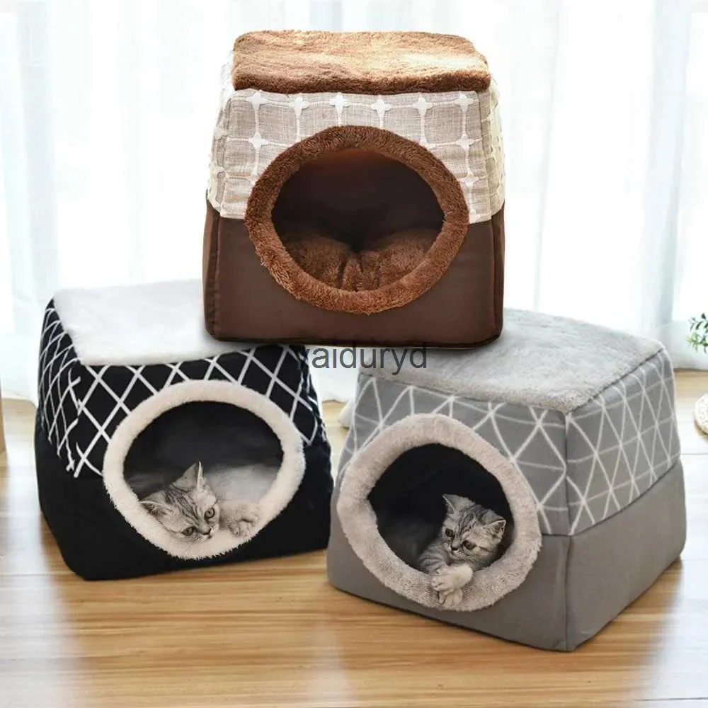Kedi Yatak Mobilya Sıcak evcil köpek yatak yumuşak yuva çift kullanım uyku pedi kış rahat kennel küçük köpekler için kedi köpek yavrusu
