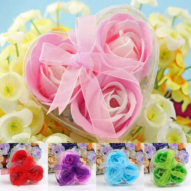 Faux Floral Greenery Romantic Heart shaped Rose Soap Gift Box Simulated Soap Rose Valentine's Day Gift Party Souvenir 231130