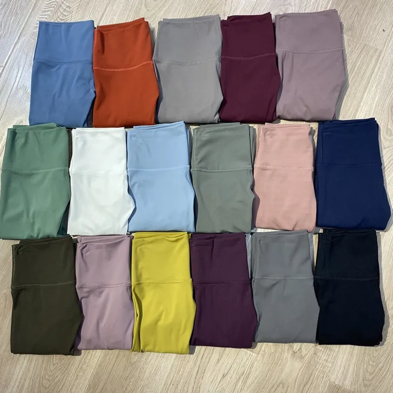 LLu Pantaloni da yoga Pantaloni sportivi da donna Pantaloni morbidi a vita alta Hip Lift Elastico T-Line Slim Pilates Leggings Pantaloni con tasca in vita Pantaloni che migliorano le prestazioni Non trasparenti