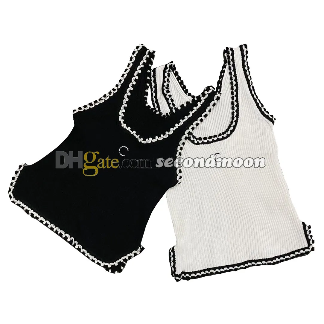 Top deportivo de alta elasticidad para mujer, chaleco con cuello en U, camiseta de punto bordada con letras, chalecos transpirables de verano