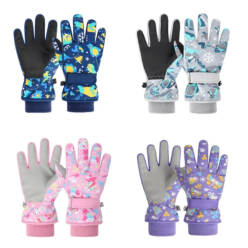 Children's Fingerless Gloves Winter Kids Ski Gloves for Boys Girls Snow Snowboard Warm Children Glove Waterproof Thicken Mittens Keep Finger Warmer 4-13Y 231129