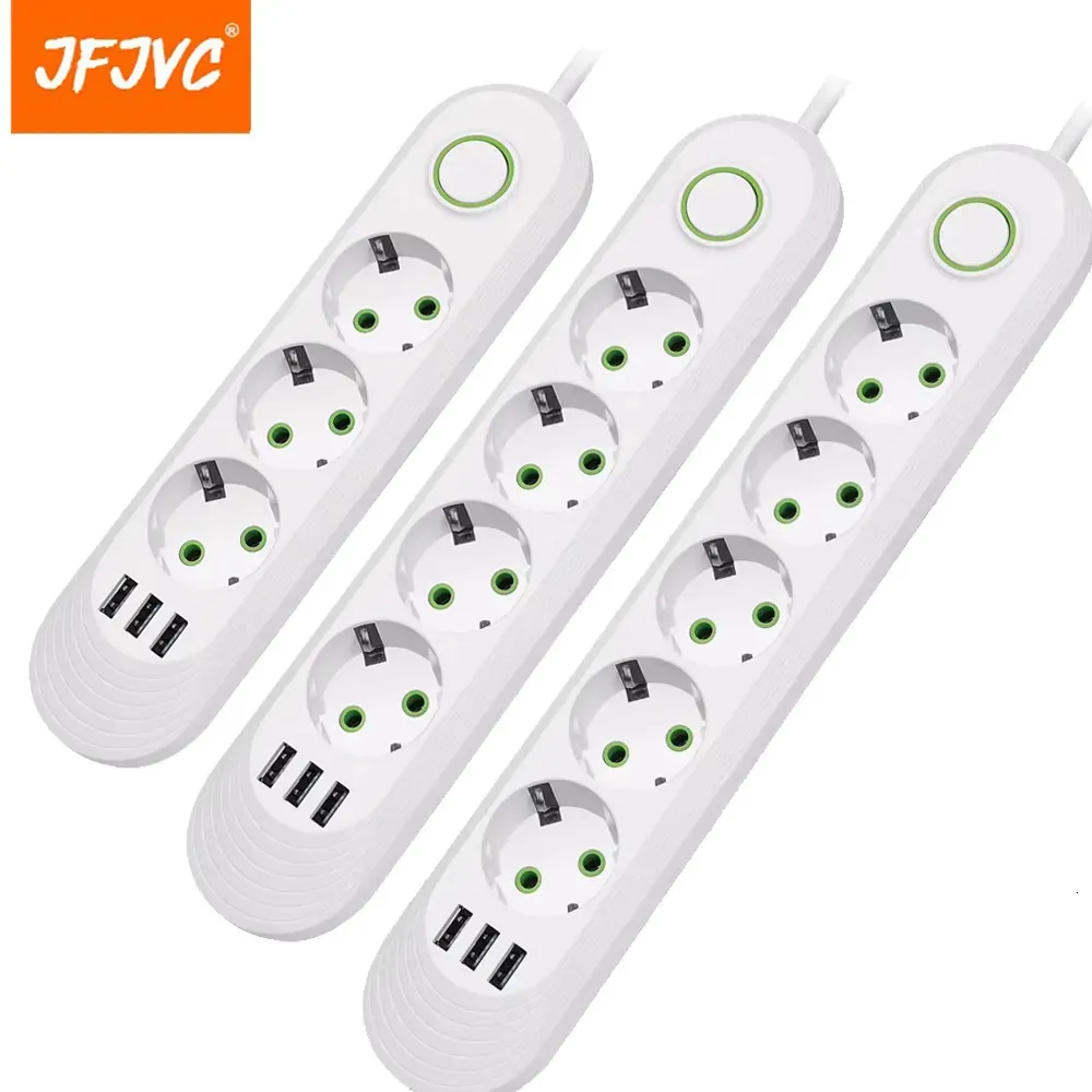 Strömremsor Förlängningssladdar Surge EU Plug AC Outlet Smart Home MultipRise Strip Cord Electrical Socket Network Filter med USB -portar Snabbladdning 231130