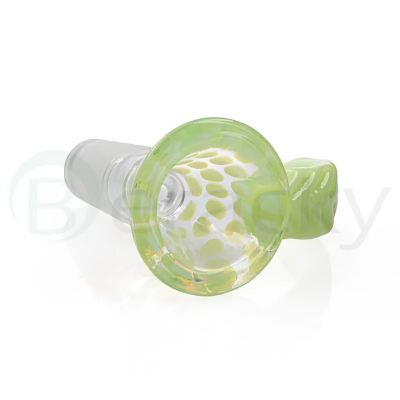 Beracky High Quality Smoking Glass Bowl with Horned Wig Wag Funnel Bowl 14/18mm Male Heady Glass Bong Bowl Piece Smoking Accessories For Glass Water Pipes Dab Oil Rigs