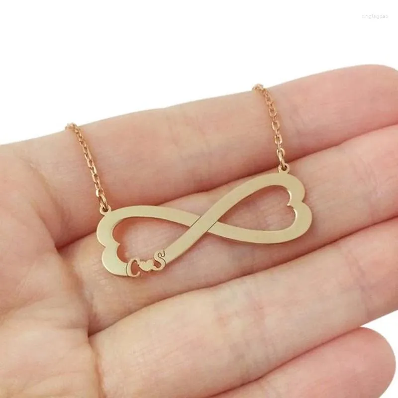 Pendentif Colliers Ufine personnalisé deux collier initial avec coeur infini forme Cooper haute qualité N2110