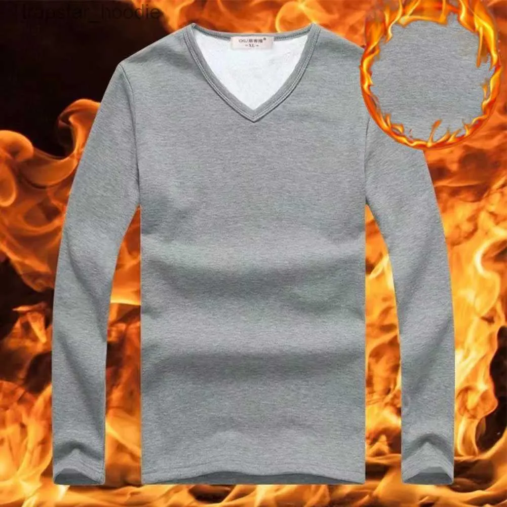 Mens thermal v neck t shirt top