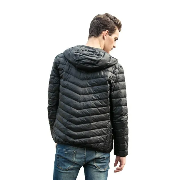 남자 포장 가능한 다운 복어 재킷 가벼운 겨울 코트 후드 l