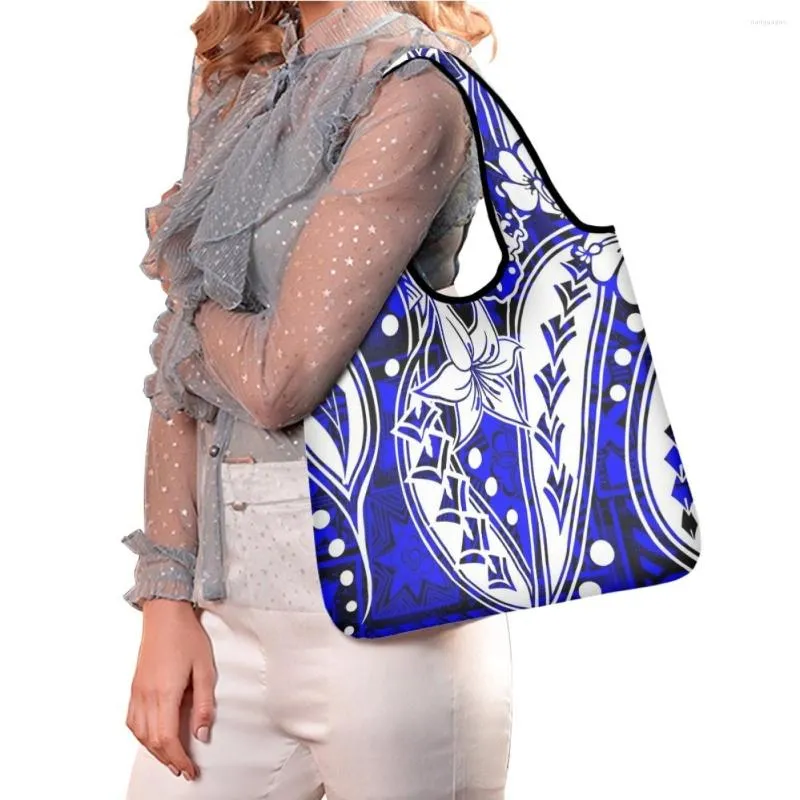 Borse portaoggetti TOADDMOS Hawaiano Blu notte design tribale Per donna Borsa shopping Riutilizzabile Poliestere Shopping Casual Casa Quotidiano Organizzatore di giocattoli