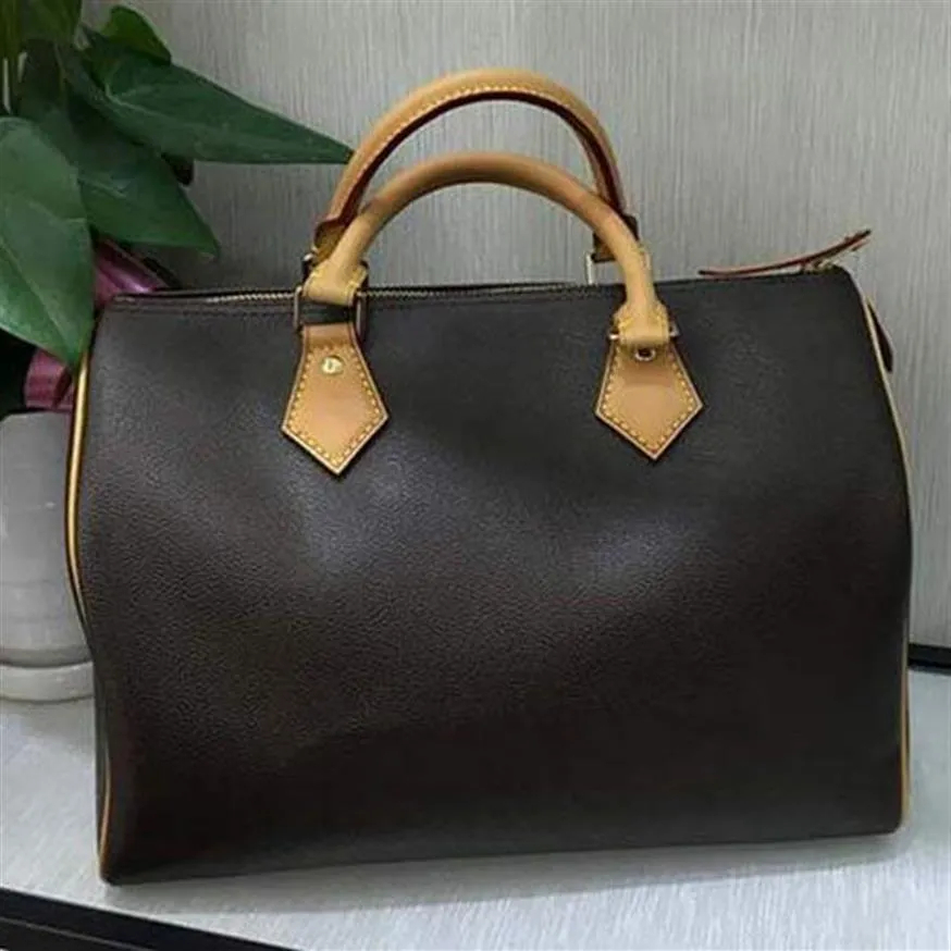 Fashion Women Duffel Bags Brown Flower 25 30cm 35 Designer Leather Handbags for Ladies Speedy Classic Bag High-Quality237H