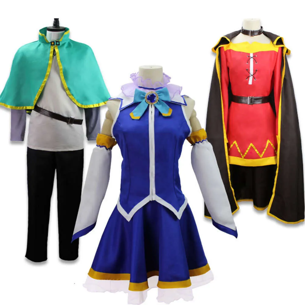 Anime Konosuba Aqua Cosplay Kono Subarashii Sekai Ni Shukufuku Wo Costume Satou Kazuma Uniform Suit Megumin Magician Costumes