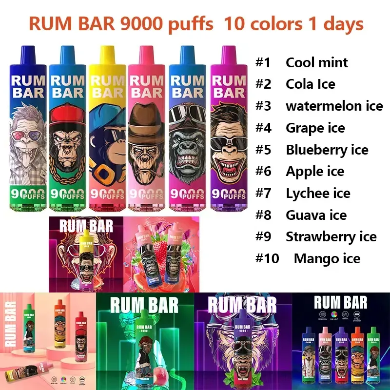 qst vape Rum Bar 9000 trekjes 650 mah Oplaadbare batterij 18 ml 10 smaken Voorgevuld apparaat randm tornado Vape desechable randm tornado