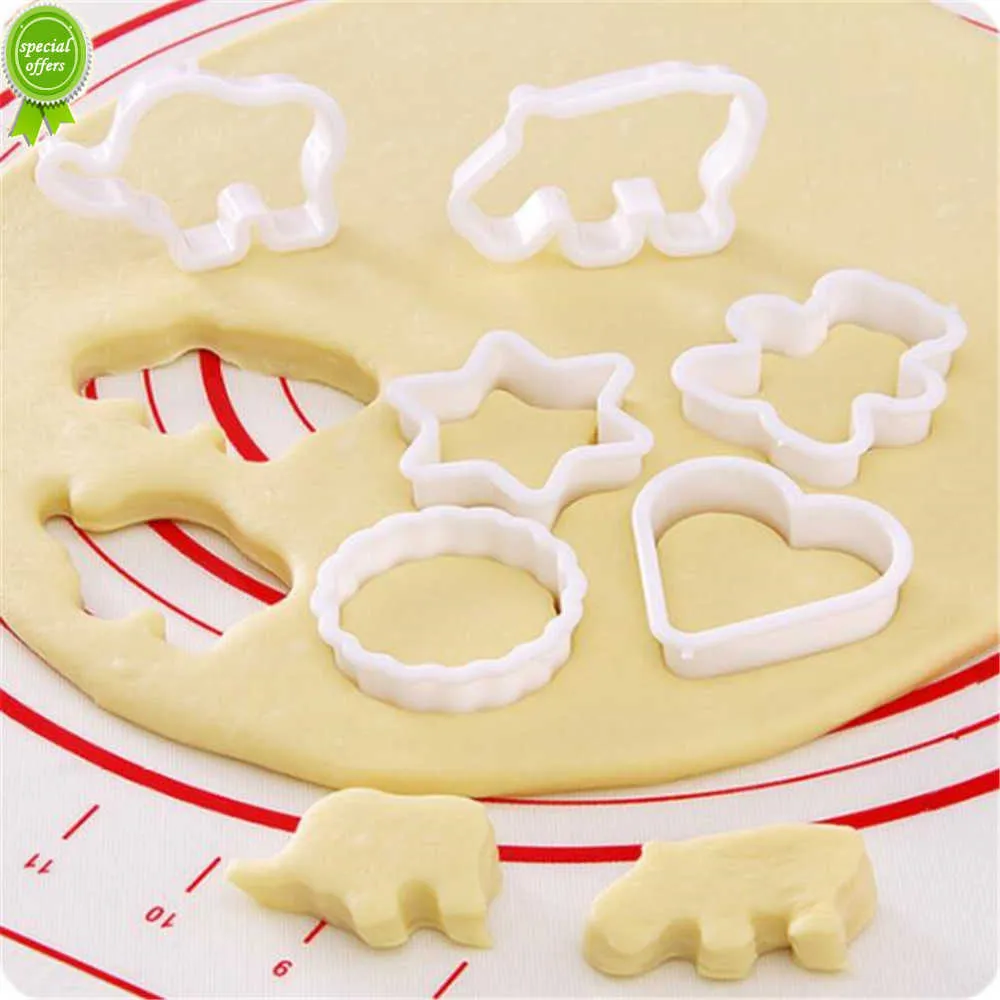 Nouveau 6 pièces/ensemble outil de cuisine coupe-Biscuit en forme d'animal en plastique biscuit pâtisserie Fondant moules Biscuit moule pour Fondant gâteau décor