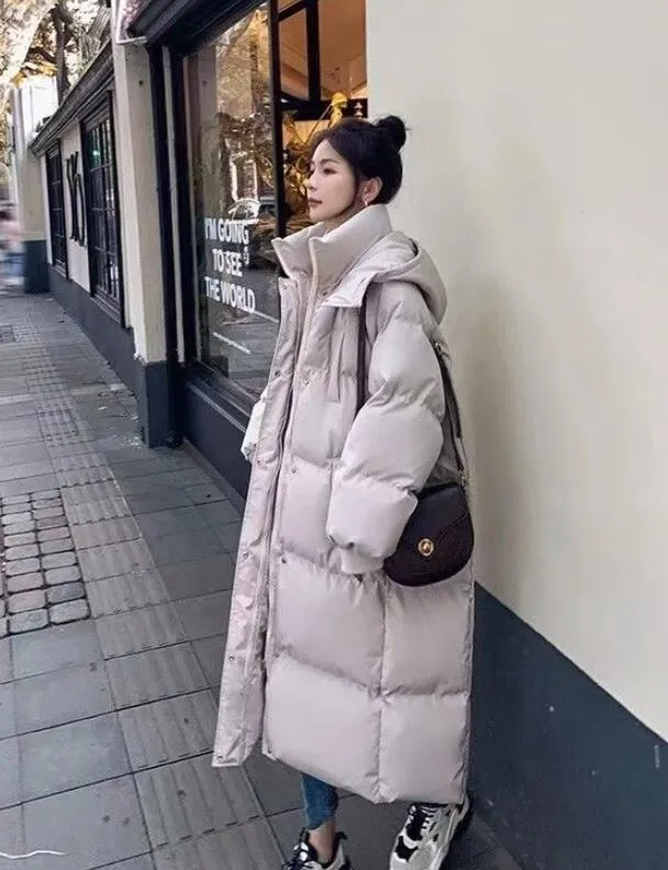 Cappotti Capispalla da donna Nuovo piumino in cotone, lunghezza al ginocchio lunga da donna, versione coreana, giacca in cotone ampia e popolare, tendenza del cappotto versatile e spesso