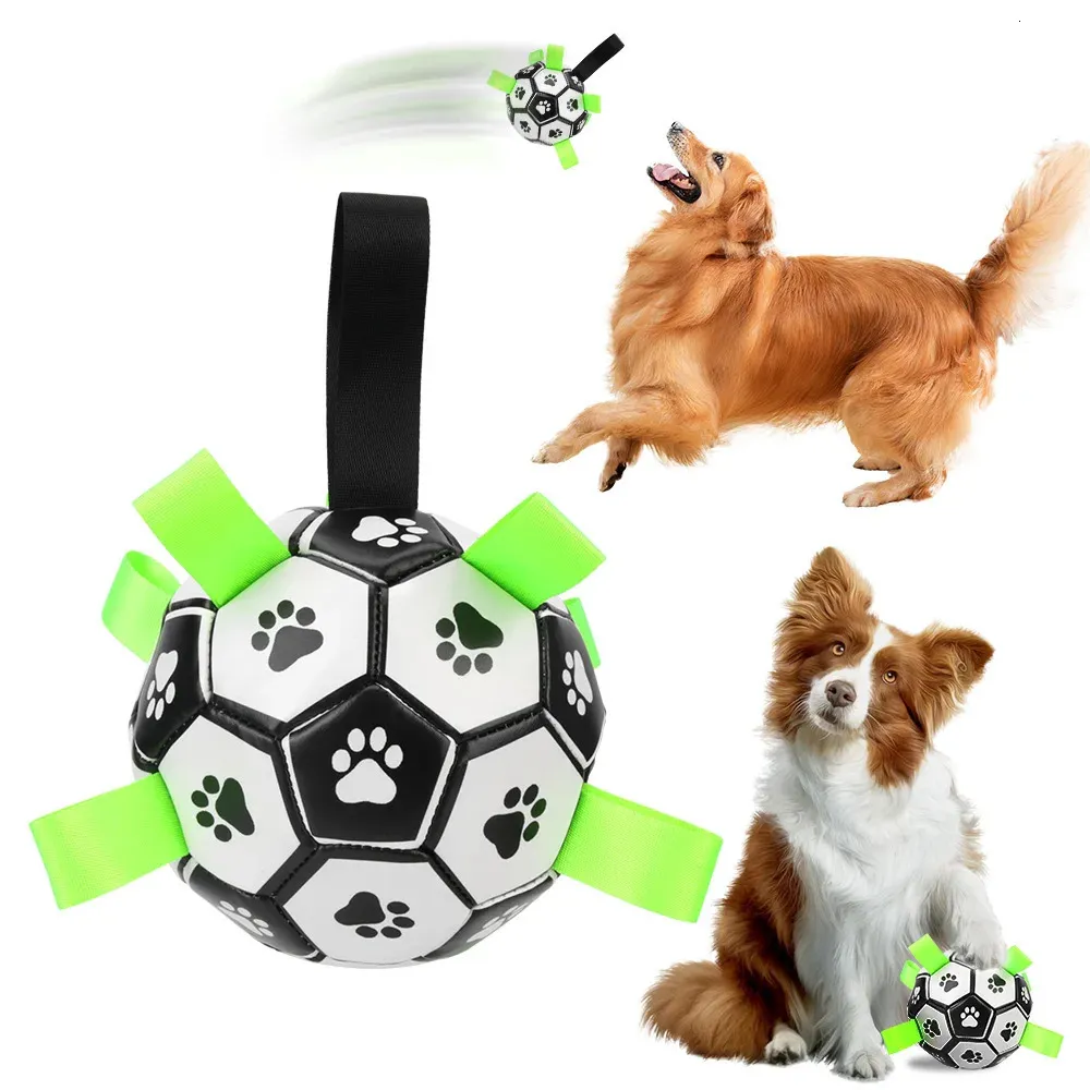 Cão brinquedos mastiga cão mordida mastigar bolas animais de estimação acessórios filhote de cachorro treinamento ao ar livre futebol com grab tabs 15cm interativo pet futebol brinquedos 231129