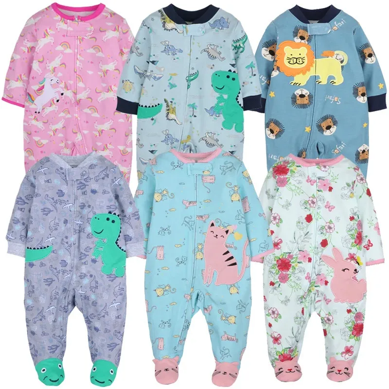 Rompers Baby piżama bawełniany romper ubrania zamek błyskawiczne ubrania urodzone w toddle dziewczęta kombinezon dziecięcy strój bebe 231120