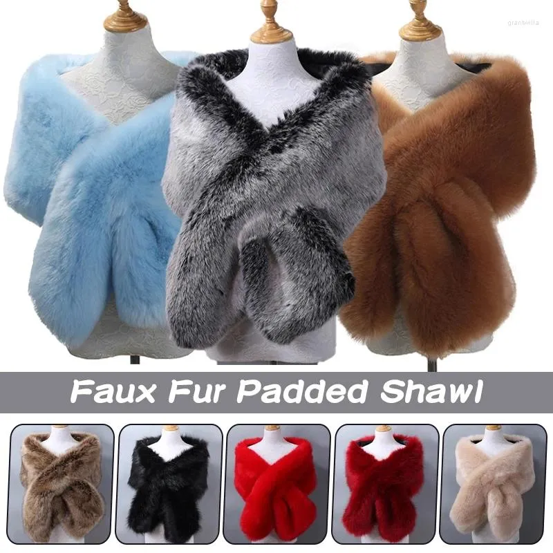 Scarves Women Warm Faux Fur Shawl Thicken Wraps Wedding Winter Long Stole Shrug Bridal Scarf Formal Party Capes