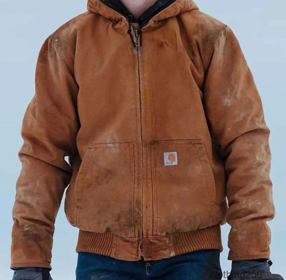 giacca da uomo in tela versione alta di design cappotto cardigan con cerniera ricamato giacche Carhart giacca casual da uomo vintage abbigliamento da lavoro002 Design ampio 3352ess