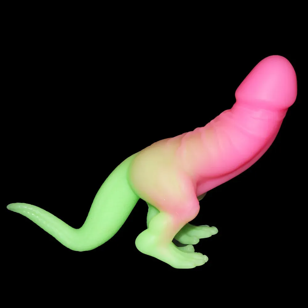 Dildos/dongs realistiska lysande G-Spot Dinosaur Dildos Penis för kvinnor Penis Dong Butt Plug Vuxen Sex Toys For Vaginal Anal Stimulation 231130