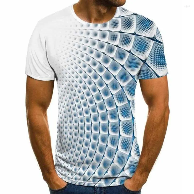 Мужские рубашки с коротким рукавом с геометрией футболки 3D Digital Lose Lose Lize Printing Sen's Одежда W1I9
