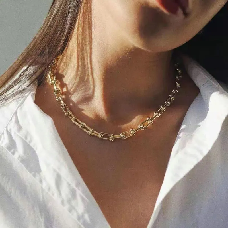 Collane con ciondolo 5 pezzi / gioielli in acciaio inossidabile placcato oro moda femminile fatto a mano a forma di U catena collana punk geometrica donna