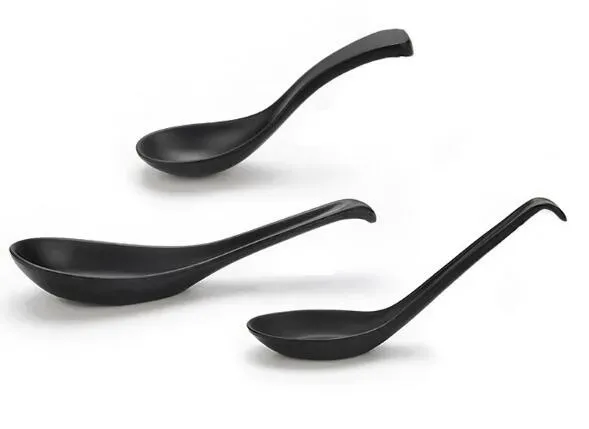 Japanese Shell Spoon Black Matte Soup Spoons - Japanese Style Tortoise Shell Plastic Ladle ...