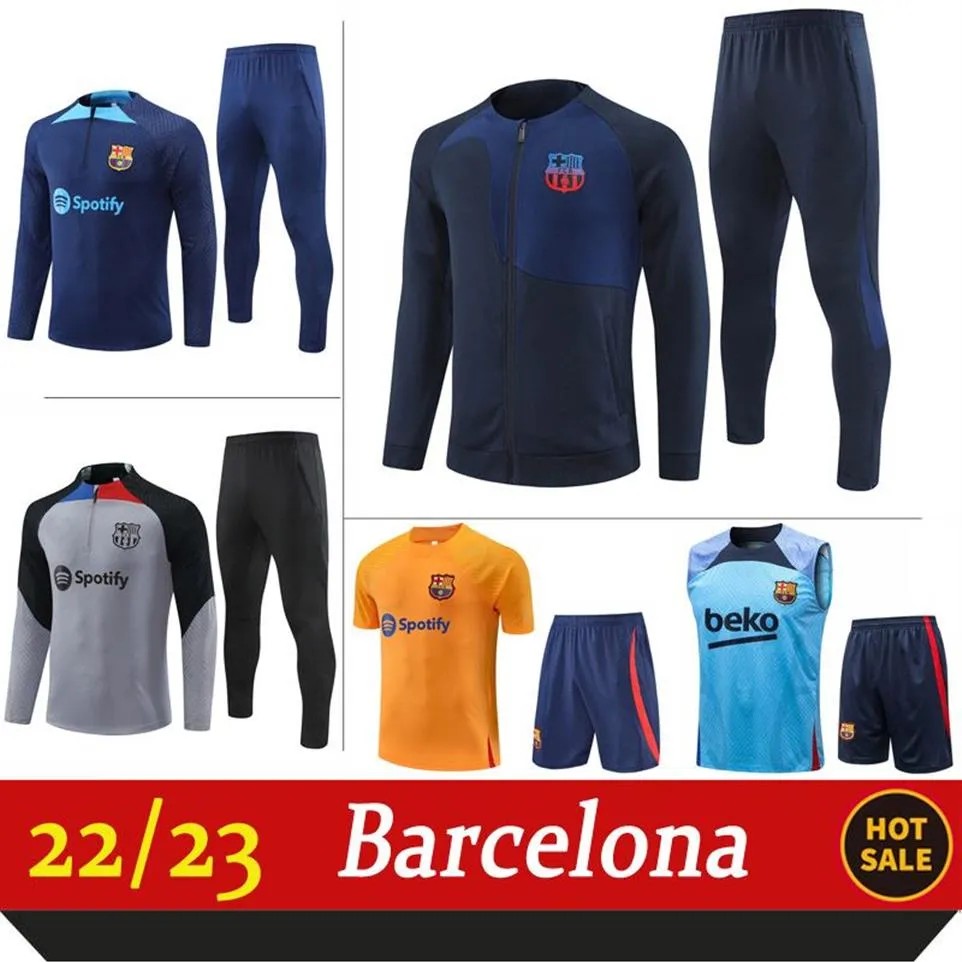 2022-2023 Survêtements pour hommes Barcelonas hommes barca SET adulte LEWANDOWSKI F DE JONG FORMATION SUIT veste chandal futbol survetem215Q