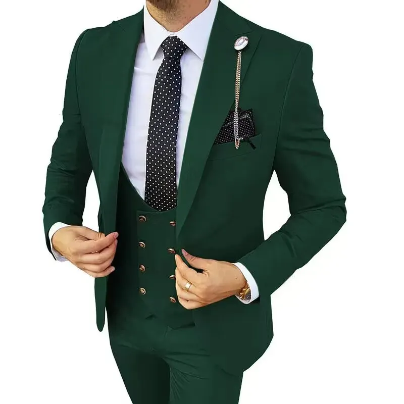 Ternos masculinos Blazers Noivo Masculino Casamento Prom Homens Verde Slim Fit Smoking Formal Business Work Wear 3 Pcs Define JacketPantsVest 231129