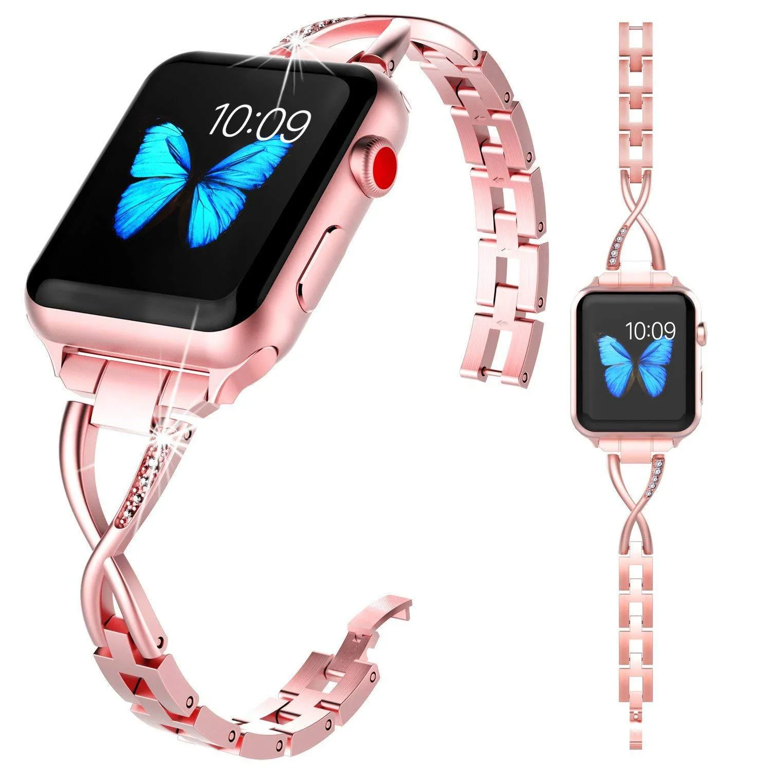 Convient aux bracelets métalliques Apple Watch, iWatch, bracelet en diamant, Bracelets en alliage, vente en gros d'usine