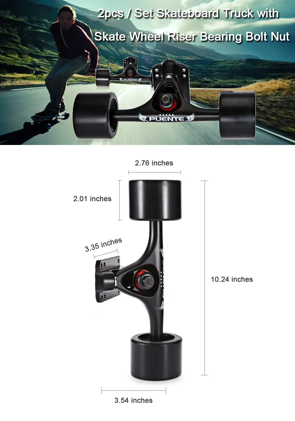 Skateboard Truck with Skate Wheel Riser Pad Bearing Hardware Accessory Installing Tool for Skateboard