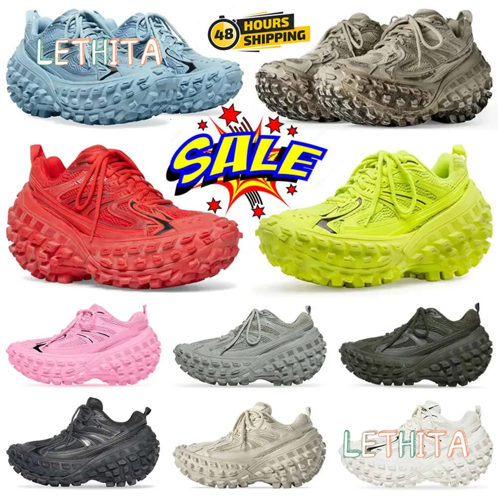 Försvarare sneaker män casual skor designer gummi plattform däck sko sneakers beige svart khaki armé grön röd blå tjock sula för mens pappa tränare x-pander spår