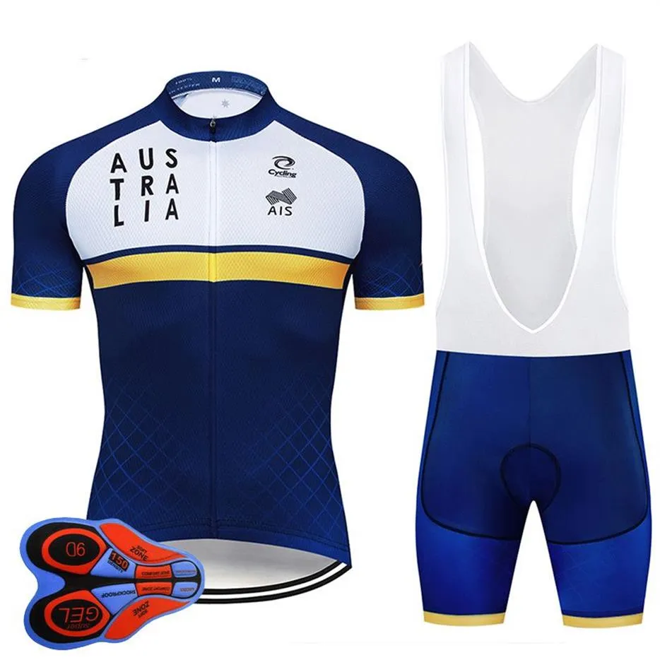 2022 Australien Pro Team Summer Cycling Jersey 9D Bib Set Mtb Uniform Red Bicycle Clothing Quick Dry Bike Wear Ropa Ciclismo Gel PA285T