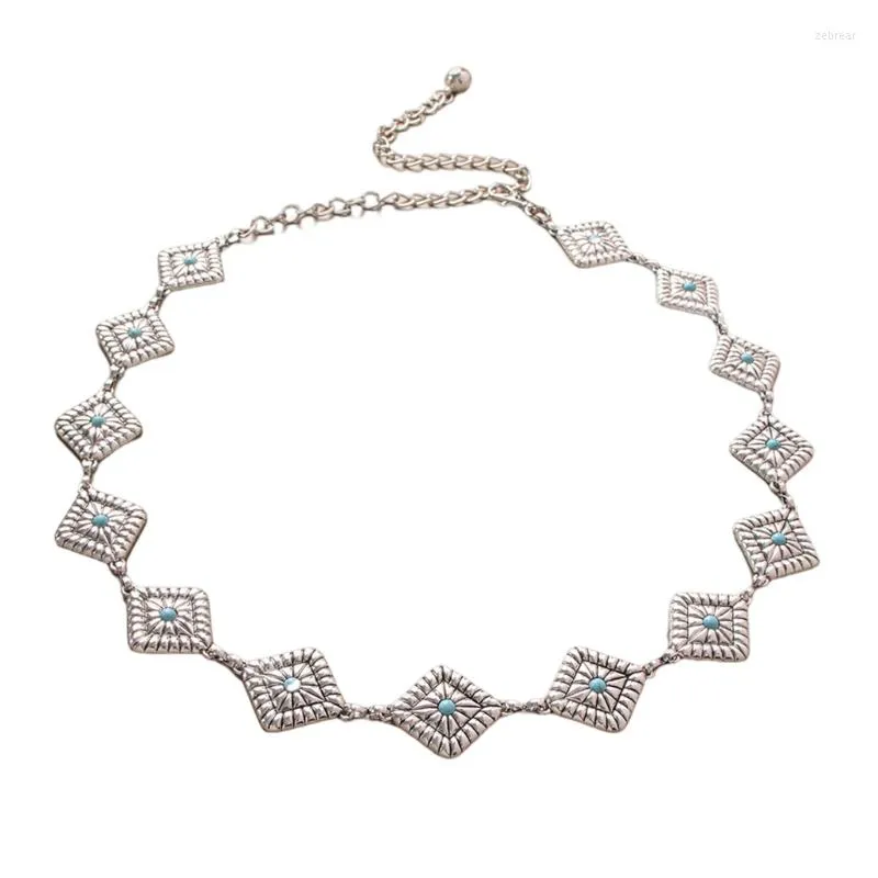 Cintura A Catena Donna Western Boho Con Turchese E Strass – Cintura In Metallo Per Vestito, Jeans E Country