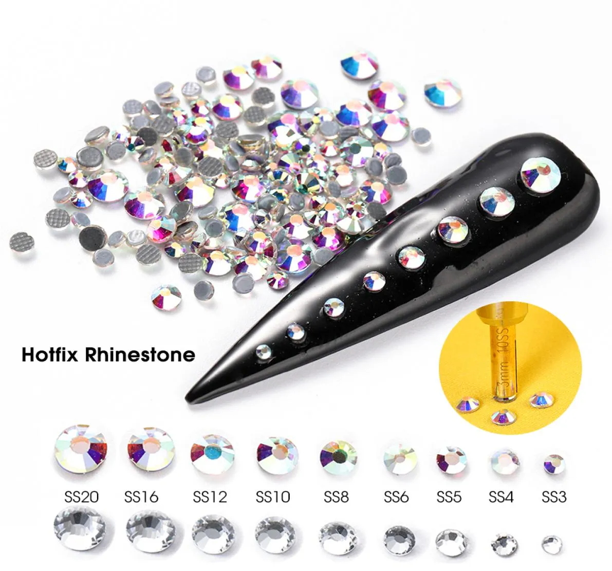 1440pcslot 3D Cristal Strass Fix Strass Ferro em Unhas Decoração Vestuário Flatback Pedra de Vidro DIY Accessories1462384