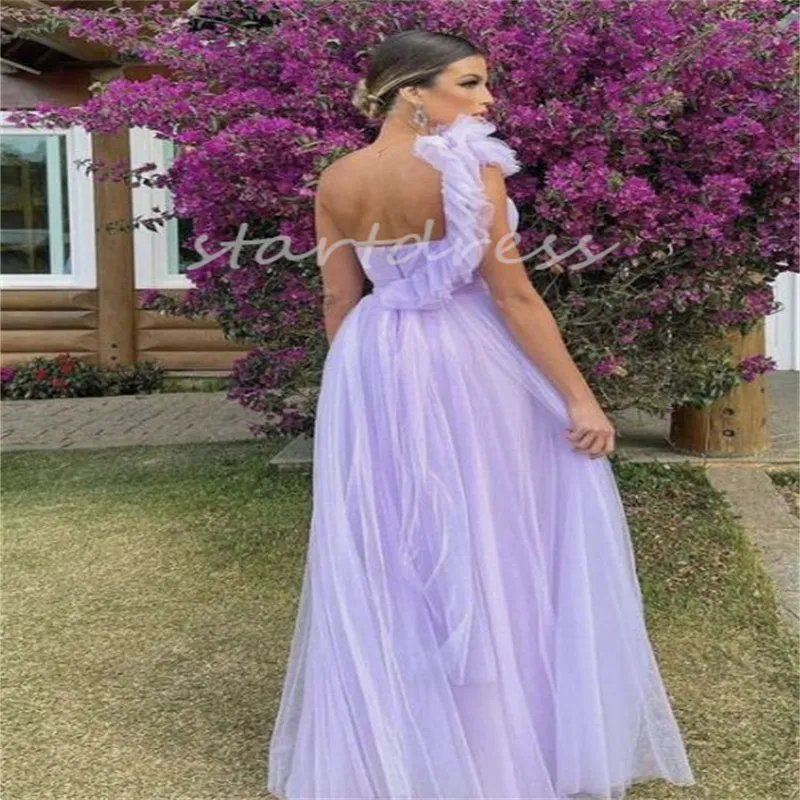 Flowy Lilac One-Shoulder Floor-Length Tulle Evening Dress with Ruffles for  Formal Occasions from Dhgate Evening Dresses - price 100.5