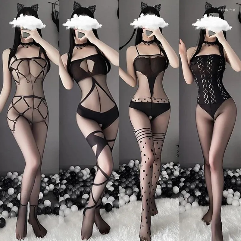 Women Socks Tights Silk Body Stockings Female Erotic Lingerie Sexy Open Crotch Underwear Thin Transparent Bodysuit Cosplay Costumes