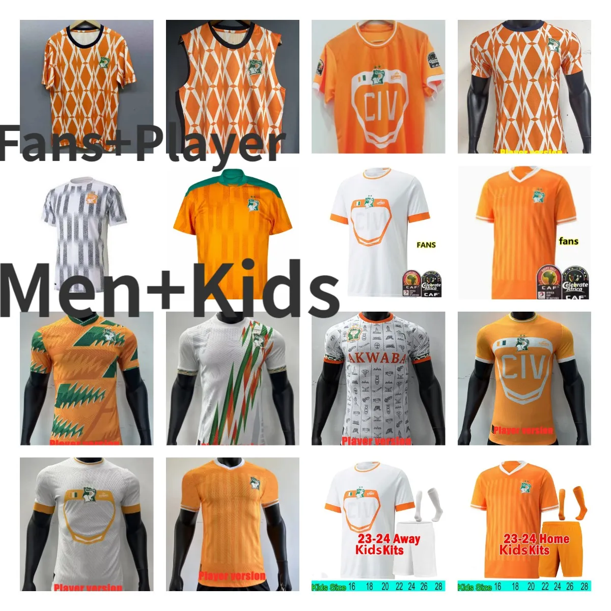 2023 2024 Maillots de football de Côte d'Ivoire Équipe nationale de  football KESSIE ZAHA Uniformes 23 24 Maillot de football de Côte d'Ivoire  Version