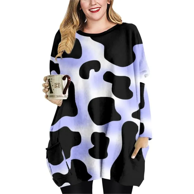 Kvinnors T-skjortor Animal Stexture Spring Fall Women Mini Dresses Loose O-Neck Long Sleeve Printing Dress Ladies Topswomen's