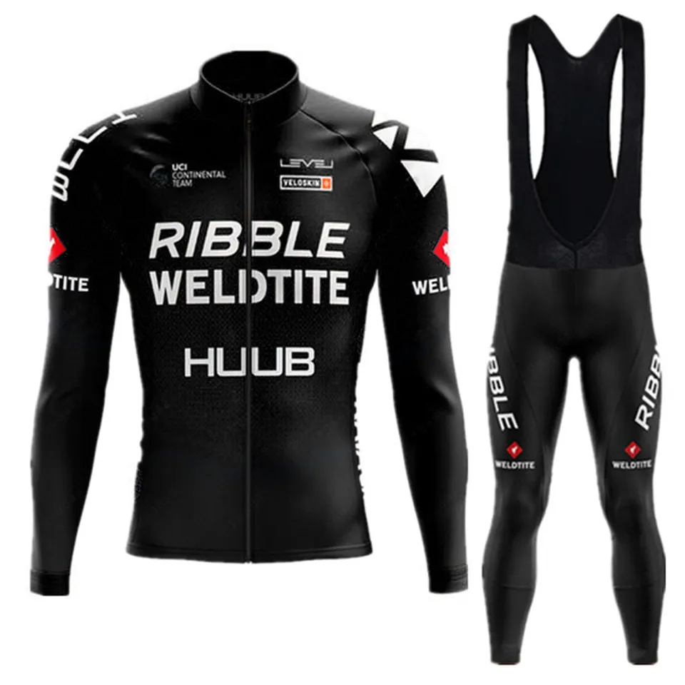 Cycling Jersey Sets Autumn Black Set Long Sleeve HUUB Clothing Sports breathable Men Road Bike Suit MTB Pants Wear 221201